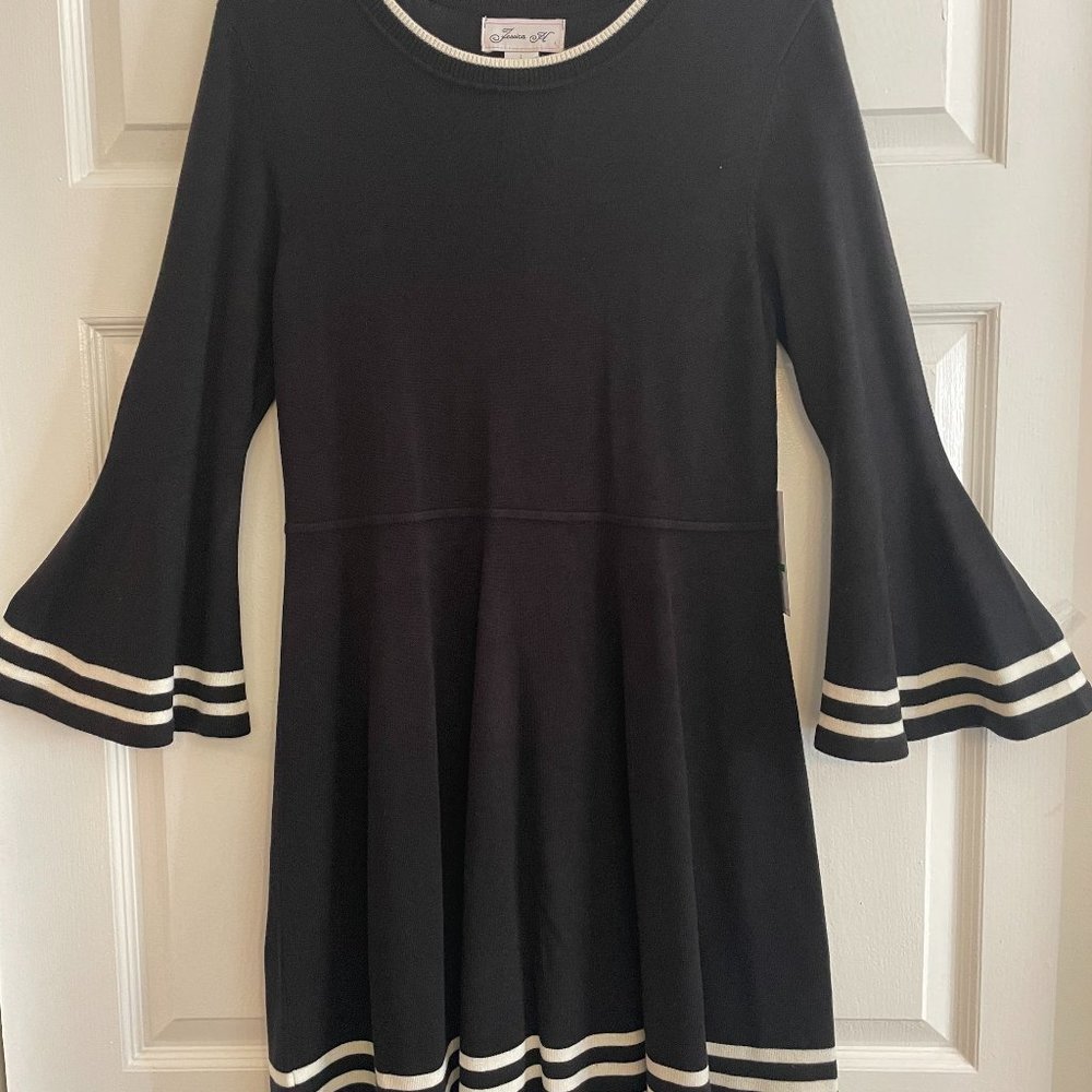 Black Sweater dress with bell sleeves. Size 10.